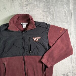 Columbia VT Hokies Fleece Jacket Full Zip Pockets Pullover Maroon L